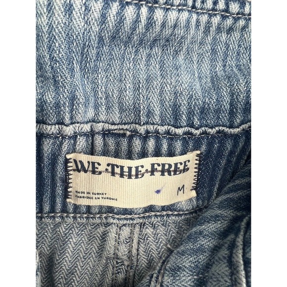 Free People Noah Foldover Jeans Size Medium Exposed Button Slouchy Stripe - Picture 9 of 10